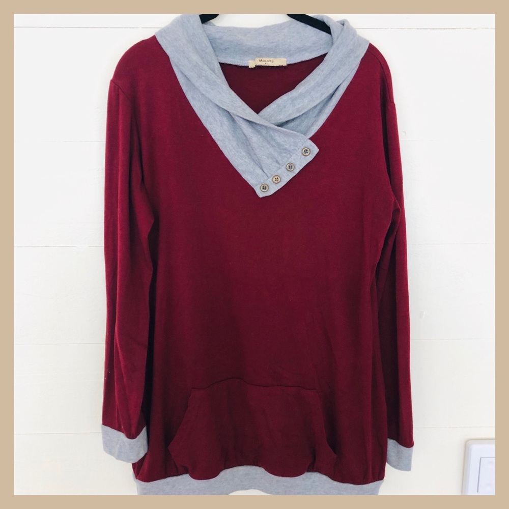Miusey Long Sleeve Buttoned Collar Sweater